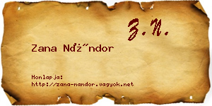 Zana Nándor névjegykártya